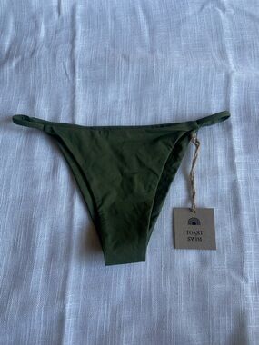 Free People Toast Swim Cheeky String Bikini Bottom Olive Sz Small NWT